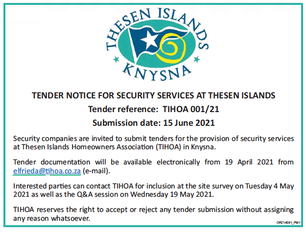 Tender Notice for Security Services at Thesen Islands