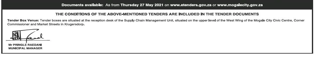Tenders are Hereby Invited for the Appointment of an Experienced Service Provider for the Provision of a Comprehensive Cash-in-Transit Service to and From all Pay Centres Throughout Mogale City Local Municipality (MCLM) and the Banking of this Money to a Bank Contracted to MCLM for Three (3) Years