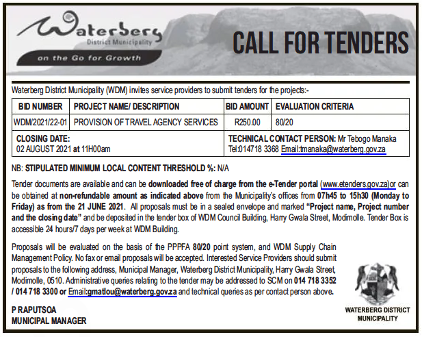 tender for travel related services 2022