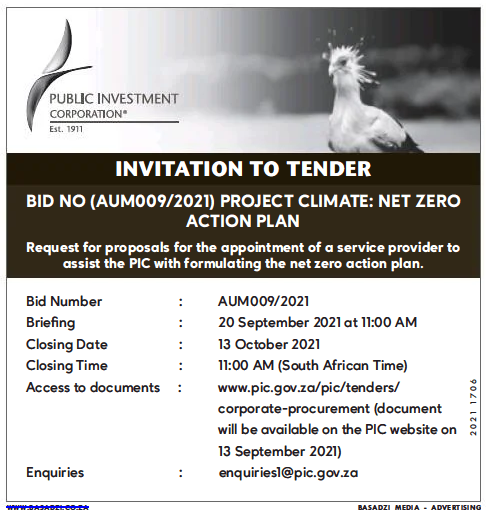 Request for Proposals for the Appointment of a Service Provider to Assist the PIC with Formulating the Net Zero Action Plan