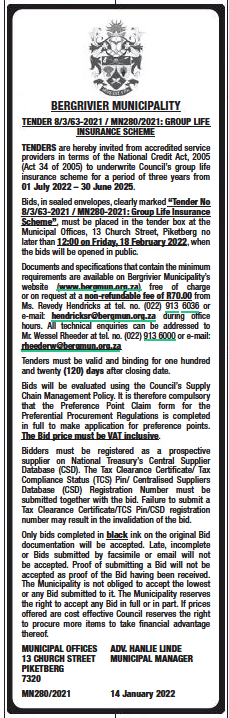 Group Life Insurance Scheme Tender Bulletins