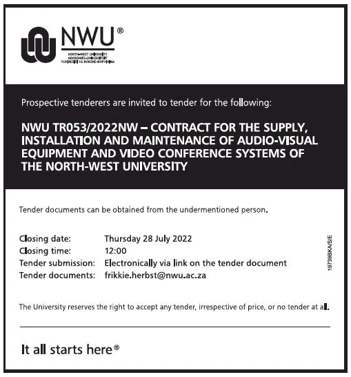 Contract for the Supply, Installation and Maintenance of Audio Visual