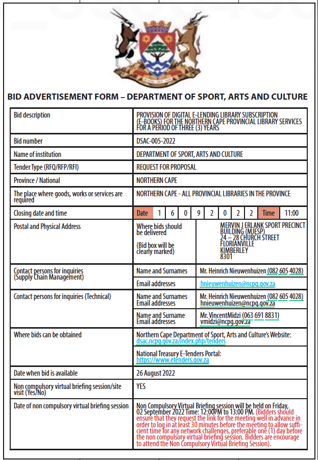 Provision of Digital ELending Library Subscription (EBooks) for the