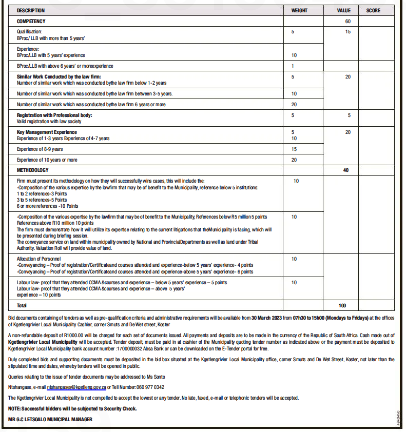 Appointment of a Service Provider to Supply and Deliver 20 Laptops for Employees Tender Bulletins