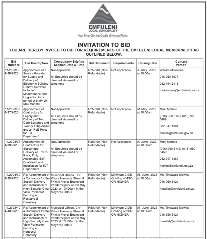 Appointment of a Contractor for the Supply, Delivery and Installation of High Security Clear View Perimeter Fencing at Nanescol Cemetery (Re-Advert)